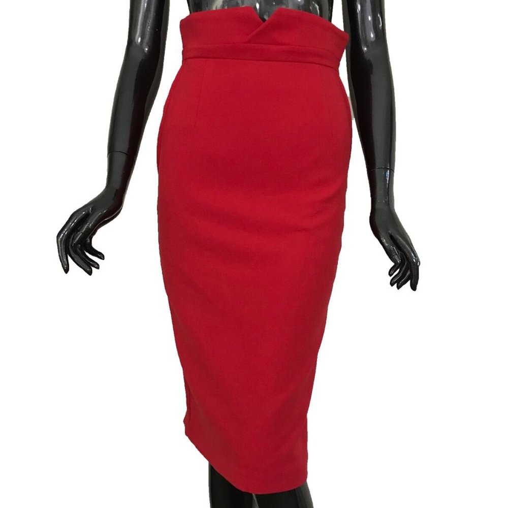 Red Pencil Knee Length Power Skirt